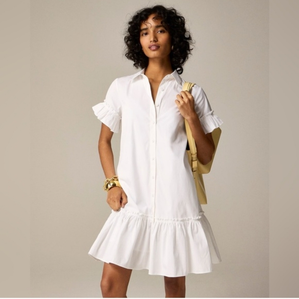 J CREW Tall Amelia shirt-dress in cotton poplin CN615 Size Tall XS NWT White